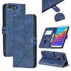 For HUAWEI Honor 7C Enjoy 8 Y7 2018 Y7 Pro 2018 Denim Pattern Solid Color Flip Wallet PU Leather Protective Phone Case with Buckle   Bracket blue
