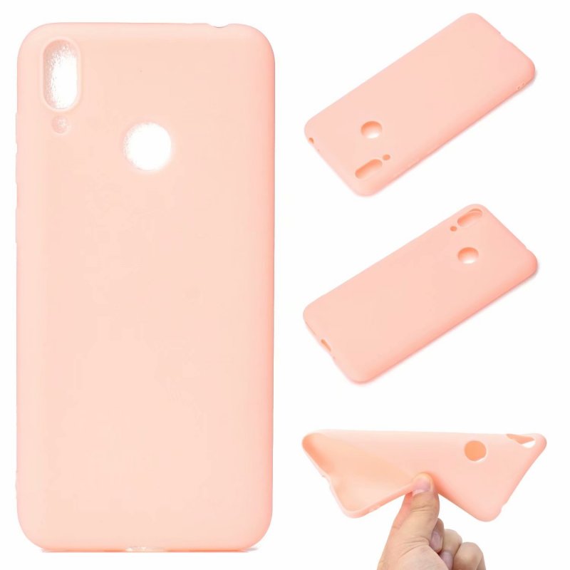 For HUAWEI Honor 8C Lovely Candy Color Matte TPU Anti-scratch Non-slip Protective Cover Back Case Light pink