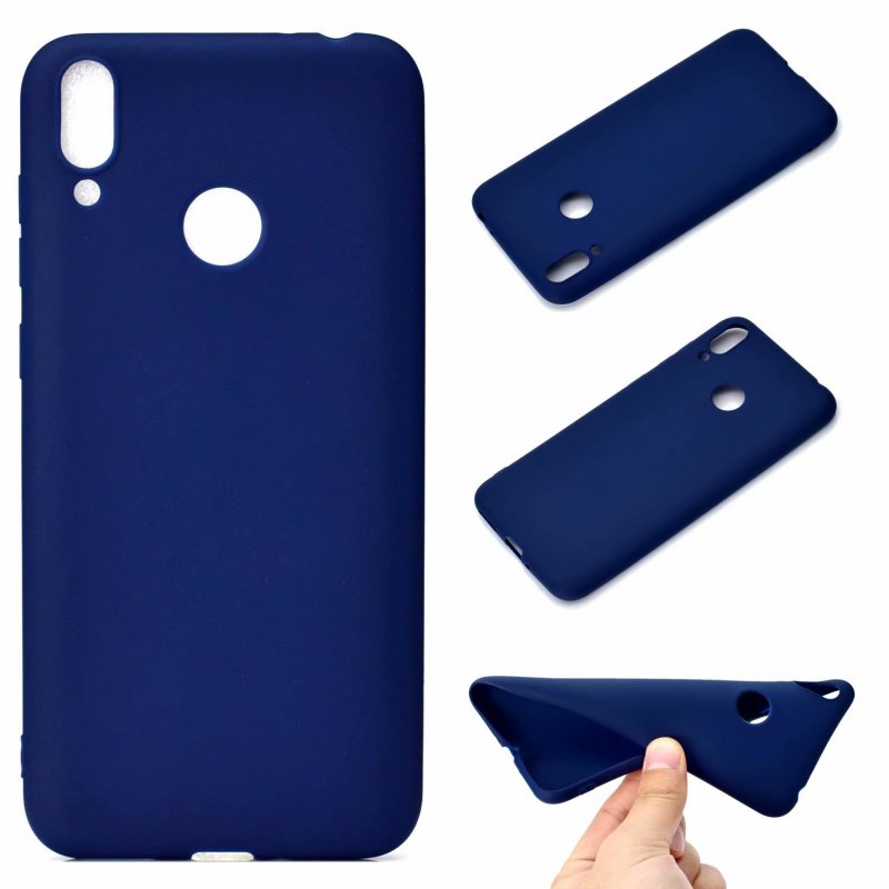 For HUAWEI Honor 8C Lovely Candy Color Matte TPU Anti-scratch Non-slip Protective Cover Back Case Navy