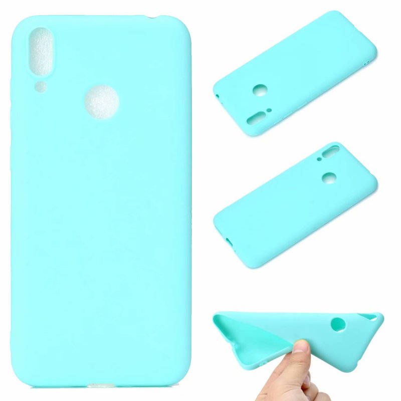 For HUAWEI Honor 8C Lovely Candy Color Matte TPU Anti-scratch Non-slip Protective Cover Back Case Light blue