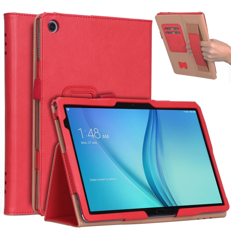 For HUAWEI M5 lite 10.1 Retro Pattern PU Leather Protective Case with Hand Support Pen Slot Sleep Function red_HUAWEI M5 lite 10.1