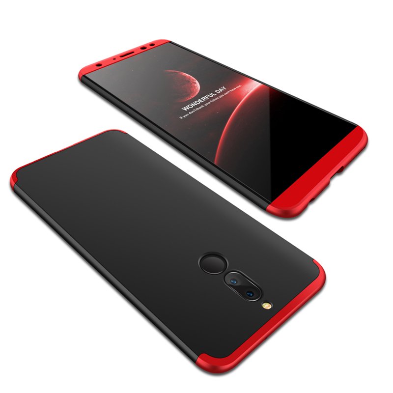 For HUAWEI MAIMANG 6/Mate 10 lite/Honor 9i(india)/Nova 2i Ultra Slim PC Back Cover Non-slip Shockproof 360 Degree Full Protective Case Red black red