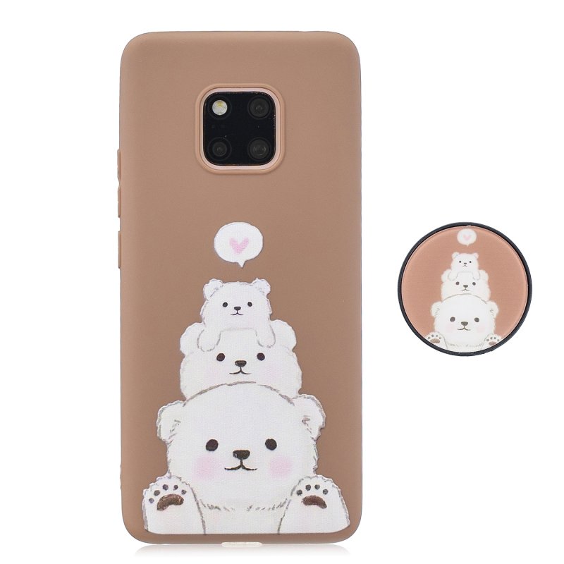 For HUAWEI MATE 20 pro Pure Color Phone Cover Cute Cartoon Phone Case Lightweight Soft TPU Phone Case with Matching Pattern Adjustable Bracket 3