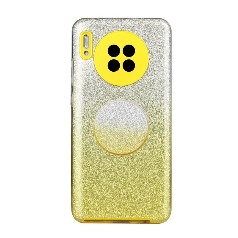 For HUAWEI Mate 30/Nova 5I pro/Mate 30 Pro/PSmart /Y5P/Y6P 2020 Phone Case Gradient Color Glitter Powder Phone Cover with Airbag Bracket yellow