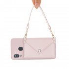For HUAWEI P20  P20 Lite P20 Pro Mobile Phone Cover with Pu Leather Card Holder   Hand Rope   Straddle Rope Pink