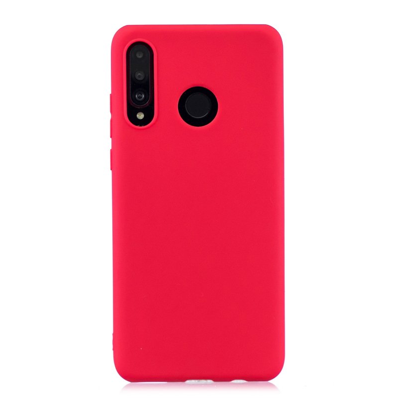 For HUAWEI P30 LITE/NOVA 4E Lovely Candy Color Matte TPU Anti-scratch Non-slip Protective Cover Back Case red