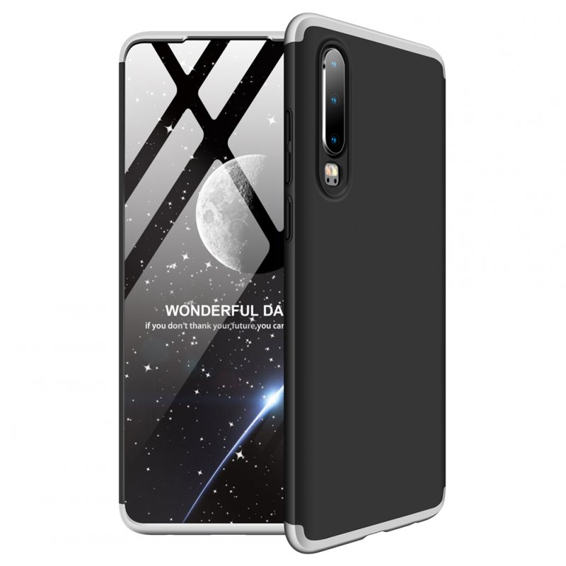 For HUAWEI P30 LITE Ultra Slim PC Back Cover Non-slip Shockproof 360 Degree Full Protective Case Silver black silver