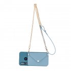 For HUAWEI P30 P30 Lite P30 Pro Mobile Phone Cover with Pu Leather Card Holder   Hand Rope   Straddle Rope blue