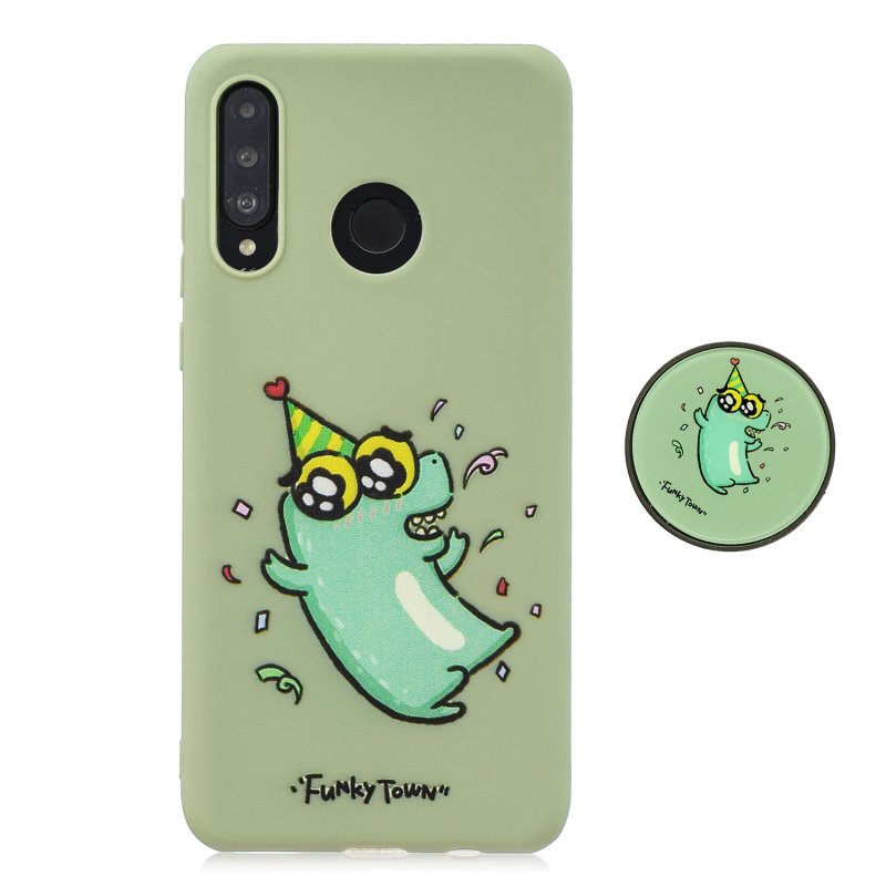 For HUAWEI P30 lite Cute Cartoon Phone Case Ultra Thin Lightweight Soft TPU Phone Case Pure Color Phone Cover with Matching Pattern Adjustable Bracket 2