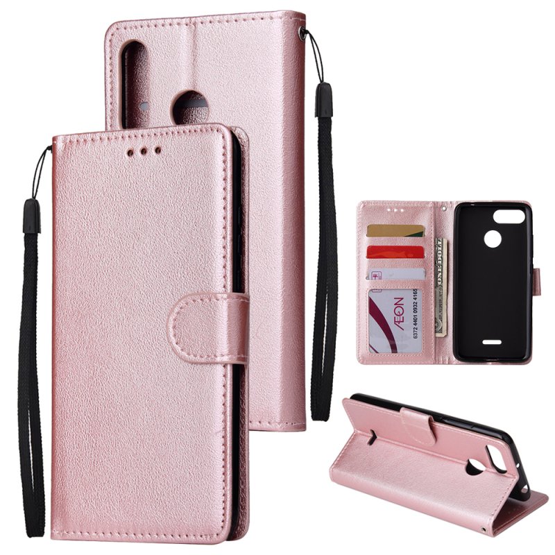 For HUAWEI P30 lite/nova 4E Flip-type Leather Protective Phone Case with 3 Card Position Buckle Design Phone Cover  Rose gold