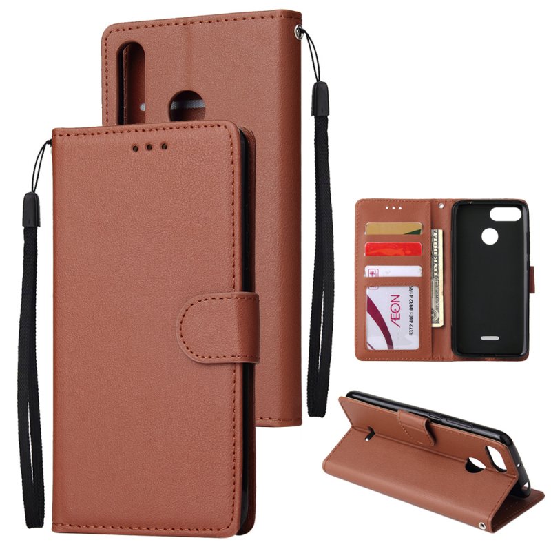 For HUAWEI P30 lite/nova 4E Flip-type Leather Protective Phone Case with 3 Card Position Buckle Design Phone Cover  brown