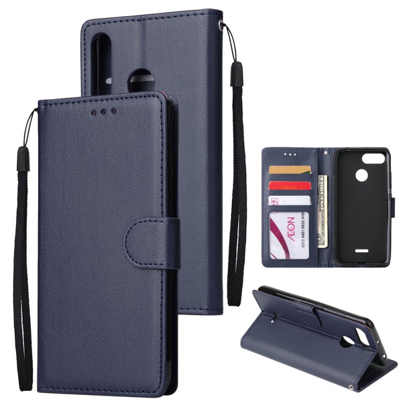 For HUAWEI P30 lite/nova 4E Flip-type Leather Protective Phone Case with 3 Card Position Buckle Design Phone Cover  blue