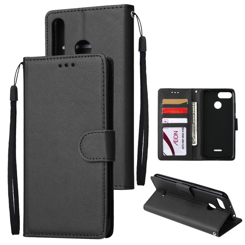 For HUAWEI P30 lite/nova 4E Flip-type Leather Protective Phone Case with 3 Card Position Buckle Design Phone Cover  black