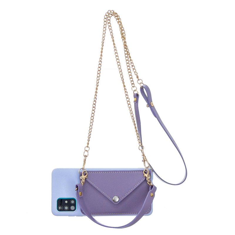 For HUAWEI P40/P40 Lite/P40 Pro Mobile Phone Cover with Pu Leather Card Holder + Hand Rope + Straddle Rope purple