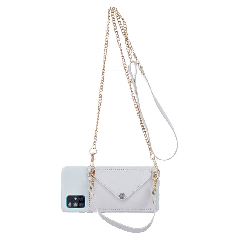 For HUAWEI P40/P40 Lite/P40 Pro Mobile Phone Cover with Pu Leather Card Holder + Hand Rope + Straddle Rope white