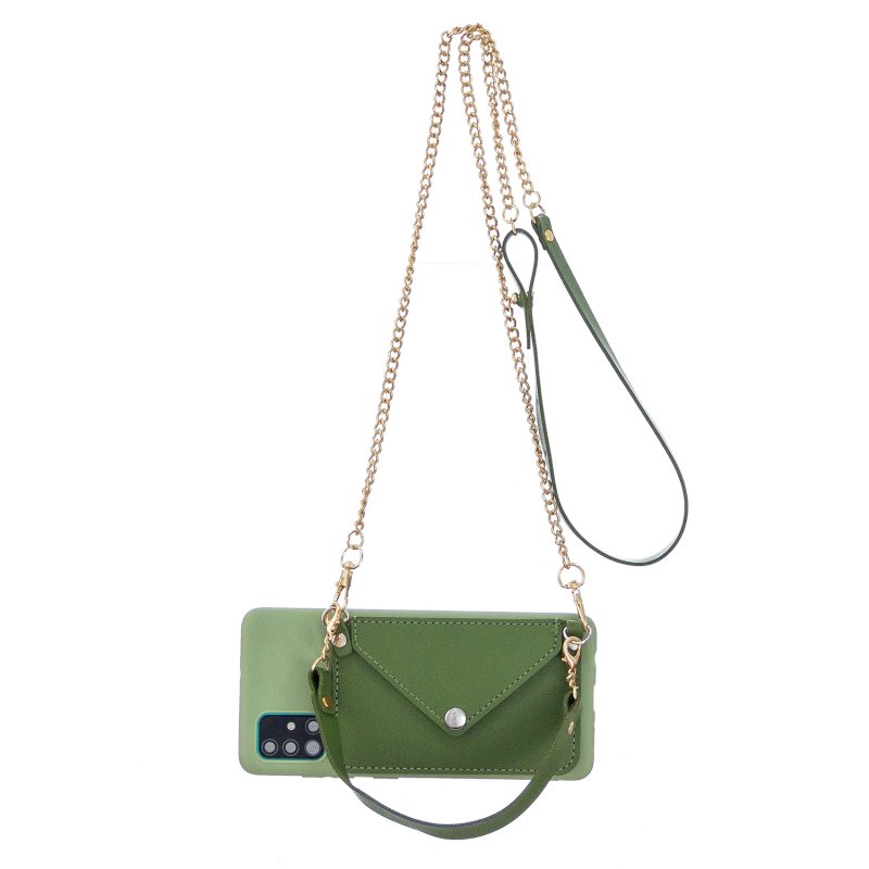 For HUAWEI P40/P40 Lite/P40 Pro Mobile Phone Cover with Pu Leather Card Holder + Hand Rope + Straddle Rope green