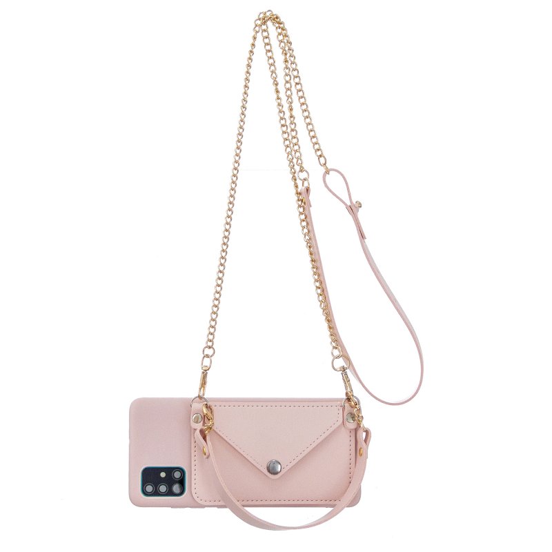 For HUAWEI P40/P40 Lite/P40 Pro Mobile Phone Cover with Pu Leather Card Holder + Hand Rope + Straddle Rope Pink
