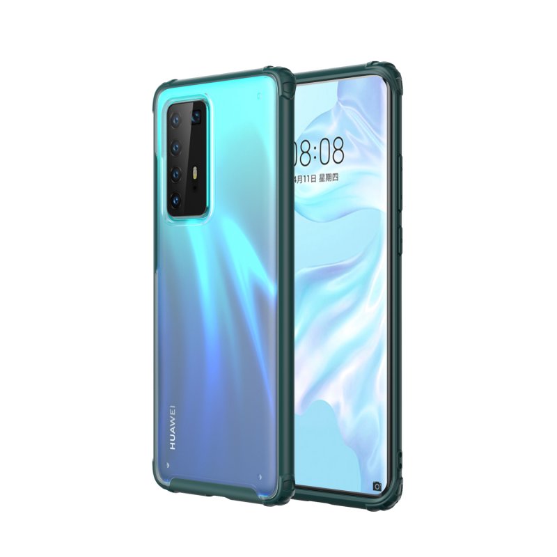 For HUAWEI P40 Pro Case PC Matte bottom TPU Soft Edge Cover Shockproof Mobile Phone Cover Dark green