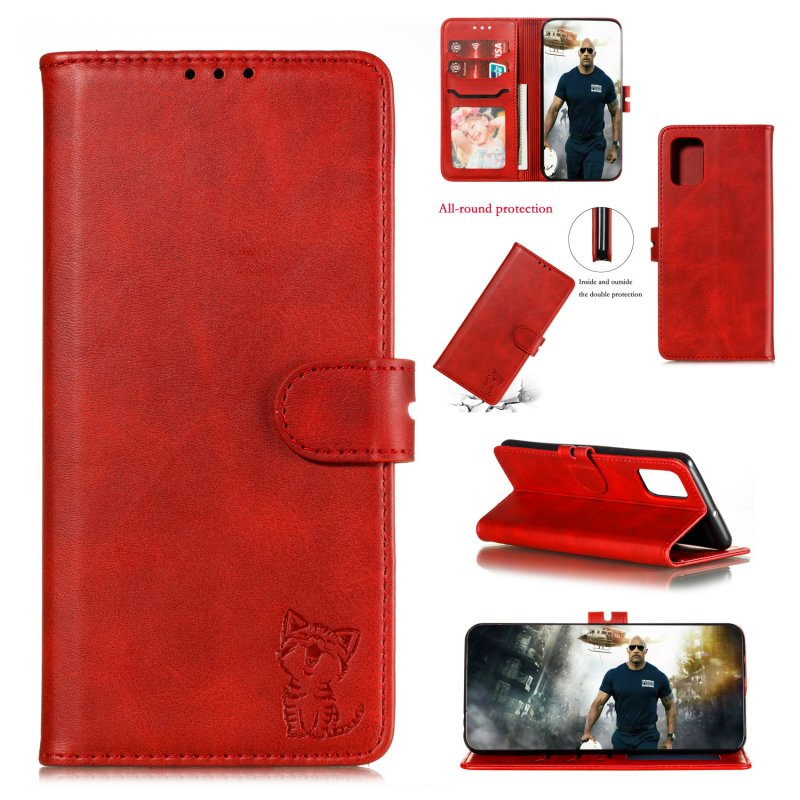 For HUAWEI P40 Pro Mobile Phone Cover PU Leather Front Buckle Smart Shell Anti-fall Phone Case 4 red