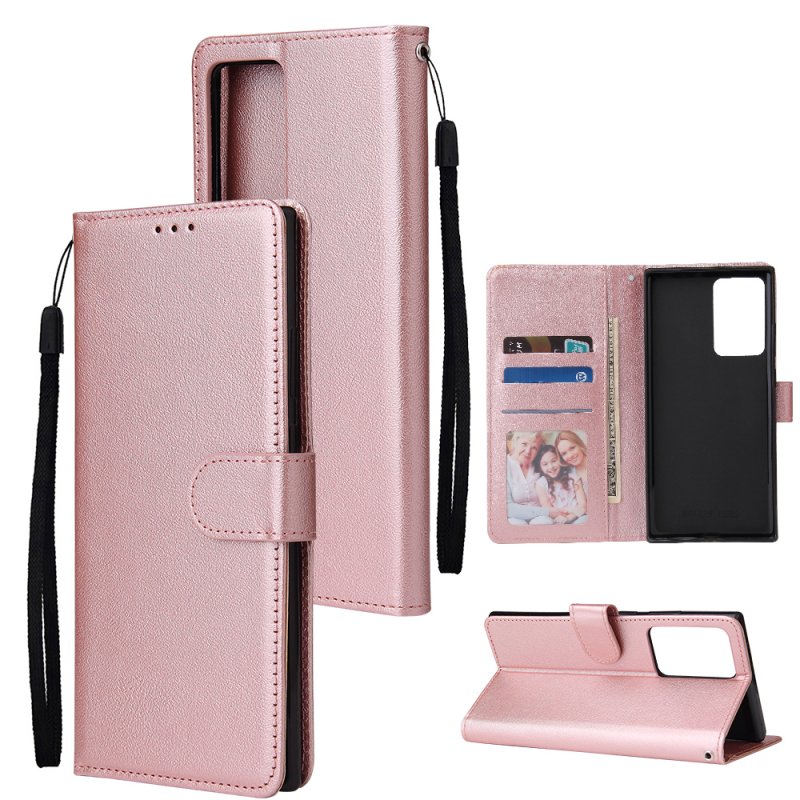 For HUAWEI PSmart 2020/Y5P/Y6P PU Leather Mobile Phone Cover with 3 Cards Slots Phone Frame Rose gold