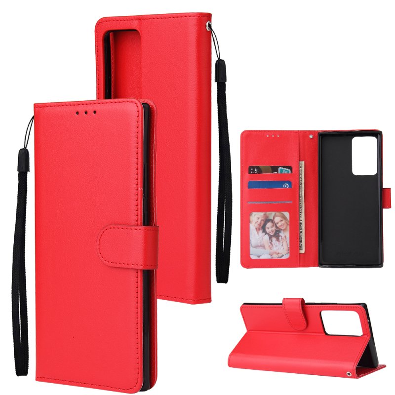 For HUAWEI PSmart 2020/Y5P/Y6P PU Leather Mobile Phone Cover with 3 Cards Slots Phone Frame red