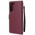 For HUAWEI PSmart 2020 Y5P Y6P PU Leather Mobile Phone Cover with 3 Cards Slots Phone Frame Red wine