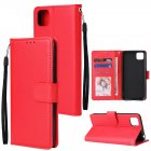 For HUAWEI PSmart 2020 Y5P Y6P PU Leather Mobile Phone Cover with 3 Cards Slots Phone Frame red