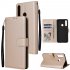 For HUAWEI PSmart 2020 Y5P Y6P PU Leather Mobile Phone Cover with 3 Cards Slots Phone Frame Golden