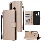 For HUAWEI PSmart 2020 Y5P Y6P PU Leather Mobile Phone Cover with 3 Cards Slots Phone Frame Golden