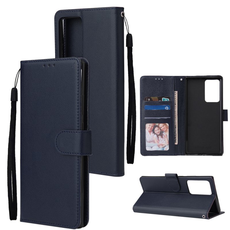 For HUAWEI PSmart 2020/Y5P/Y6P PU Leather Mobile Phone Cover with 3 Cards Slots Phone Frame blue
