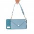 For HUAWEI Y5 2018 2019 Y6 2019 Y7 2019 PSMART Z Y9 2019 Mobile Phone Cover with Pu Card Holder   Hand Rope   Straddle Rope blue