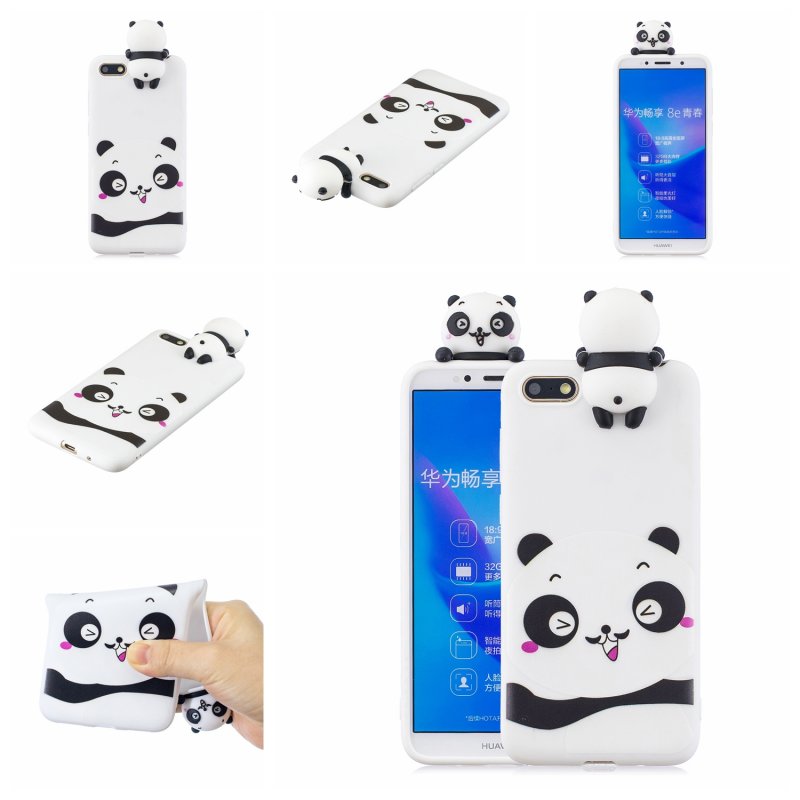 For HUAWEI Y5 2018 3D Cute Coloured Painted Animal TPU Anti-scratch Non-slip Protective Cover Back Case white