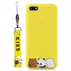 For HUAWEI Y5 2018 Cute Coloured Painted TPU Anti scratch Non slip Protective Cover Back Case with Lanyard yellow