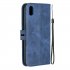 For HUAWEI Y5 2019 Denim Pattern Solid Color Flip Wallet PU Leather Protective Phone Case with Buckle   Bracket blue