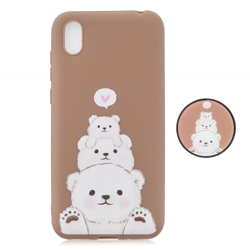 For HUAWEI Y5 2019  Lightweight Soft TPU Phone Case Pure Color Phone Cover Cute Cartoon Phone Case with Matching Pattern Adjustable Bracket 3