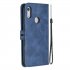 For HUAWEI Y6 2019 Denim Pattern Solid Color Flip Wallet PU Leather Protective Phone Case with Buckle   Bracket brown