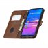 For HUAWEI Y6 2019 Denim Pattern Solid Color Flip Wallet PU Leather Protective Phone Case with Buckle   Bracket brown