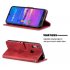 For HUAWEI Y6 2019 Denim Pattern Solid Color Flip Wallet PU Leather Protective Phone Case with Buckle   Bracket red