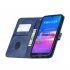 For HUAWEI Y6 2019 Denim Pattern Solid Color Flip Wallet PU Leather Protective Phone Case with Buckle   Bracket black