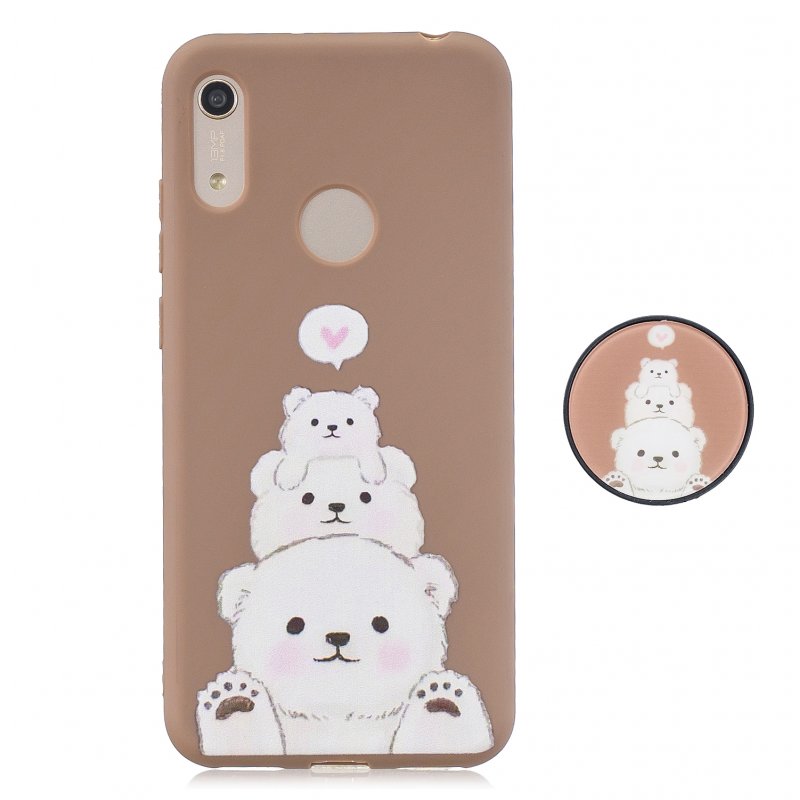 For HUAWEI Y6 2019 Flexible Stand Holder Case Soft TPU Full Cover Case Phone Cover Cute Phone Case 3