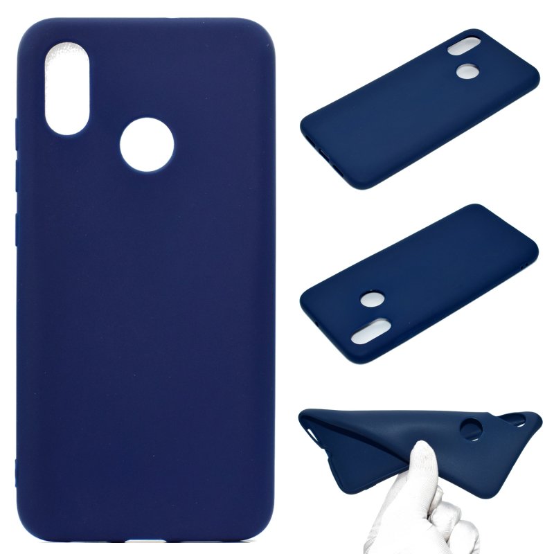 For HUAWEI Y6 2019 Lovely Candy Color Matte TPU Anti-scratch Non-slip Protective Cover Back Case Navy