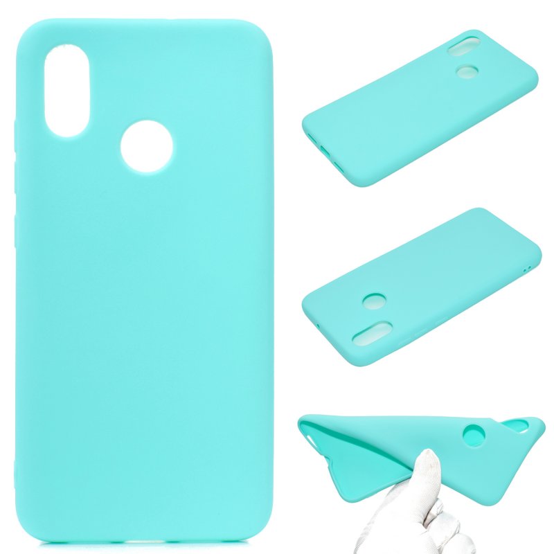 For HUAWEI Y6 2019 Lovely Candy Color Matte TPU Anti-scratch Non-slip Protective Cover Back Case Light blue