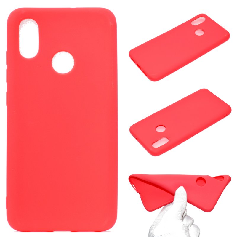 For HUAWEI Y6 2019 Lovely Candy Color Matte TPU Anti-scratch Non-slip Protective Cover Back Case red