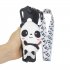 For HUAWEI Y6 2019 Y7 2019 Y9 2019 Cartoon Full Protective TPU Mobile Phone Cover with Mini Coin Purse Cartoon Hanging Lanyard 4 black pandas