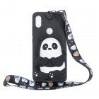 For HUAWEI Y6 2019 Y7 2019 Y9 2019 Cartoon Full Protective TPU Mobile Phone Cover with Mini Coin Purse+Cartoon Hanging Lanyard 5 black striped bears