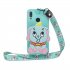 For HUAWEI Y6 2019 Y7 2019 Y9 2019 Cartoon Full Protective TPU Mobile Phone Cover with Mini Coin Purse Cartoon Hanging Lanyard 2 light blue elephant