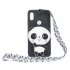 For HUAWEI Y6 2019 Y7 2019 Y9 2019 Cartoon Full Protective TPU Mobile Phone Cover with Mini Coin Purse Cartoon Hanging Lanyard 4 black pandas