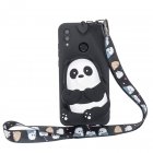 For HUAWEI Y6 2019 Y7 2019 Y9 2019 Cartoon Full Protective TPU Mobile Phone Cover with Mini Coin Purse Cartoon Hanging Lanyard 5 black striped bears