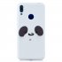 For HUAWEI Y7 2019 Cute Coloured Painted TPU Anti scratch Non slip Protective Cover Back Case with Lanyard white
