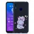 For HUAWEI Y7 2019 Cute Coloured Painted TPU Anti scratch Non slip Protective Cover Back Case with Lanyard black